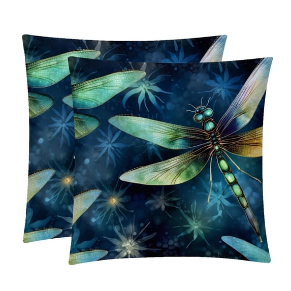 Dragonfly Decorative Pillows Covers Set of 2 - Unique Patterns, 16x16, 18x18, 20x20 Inches - Throw Pillow Covers for Home Decor, Bedroom, Living Room for Various Occasions