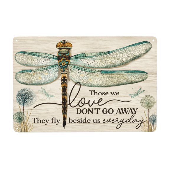 Dragonfly Design Metal Wall Decor Sign with Inspirational Quote, 8x12 Inch