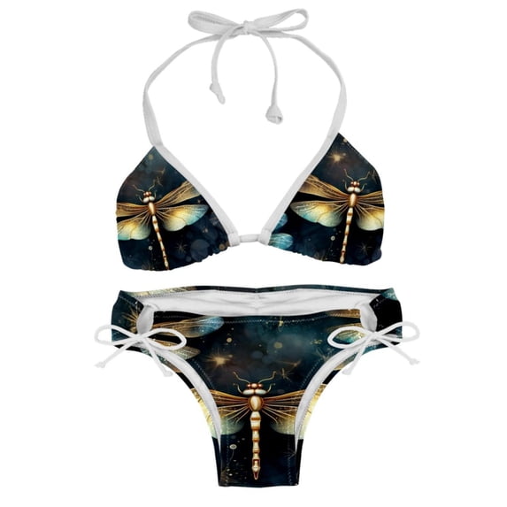 Dragonfly Detachable Sponge Adjustable Strap Bikini Set Two-Pack - Ideal for Beach & Pool Parties