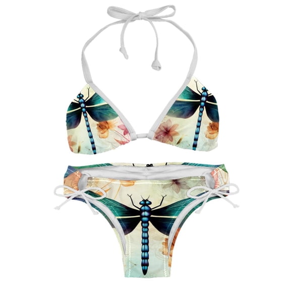 Dragonfly Detachable Sponge Adjustable Strap Bikini Set Two-Pack - Ideal for Beach, Pool, Vacation