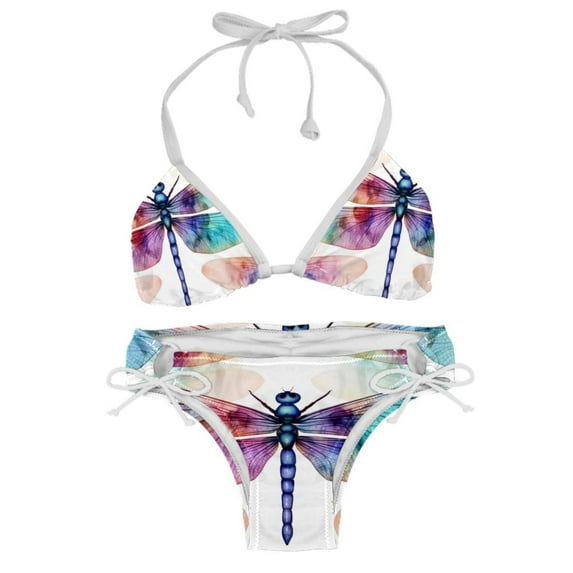 Dragonfly Detachable Sponge Adjustable Strap Bikini Set Two-Pack Swim Suits - Ideal for Beach and Pool Scenes