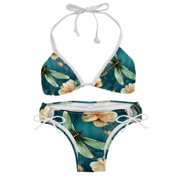Dragonfly Detachable Sponge Adjustable Strap Bikini Set Two-Pack Swimsuit for Women