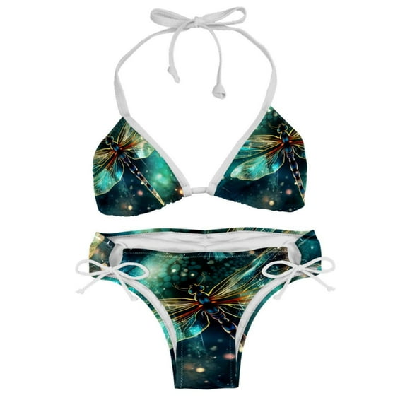 Dragonfly Detachable Sponge Adjustable Strap Bikini Set Two-Pack Swimsuits for Women