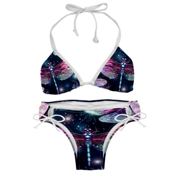 Dragonfly Detachable Sponge Adjustable Strap Bikini Set Two-Pack - Swimwear for Two, Beach Vacation Essentials!