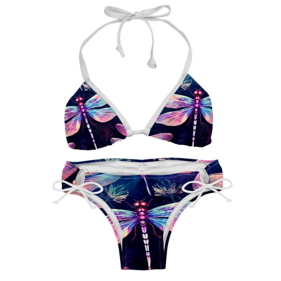 Dragonfly Detachable Sponge Adjustable Strap Bikini Set - Two-Pack for Beach and Pool Swimwear