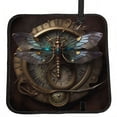 thumbnail image 1 of Dragonfly Dials Steampunk Art Foldable Seat Cushion for Bleachers, Stadium Seats, Camping & Outdoor Events, Portable Lightweight Pad with Carabiner, 1 of 6