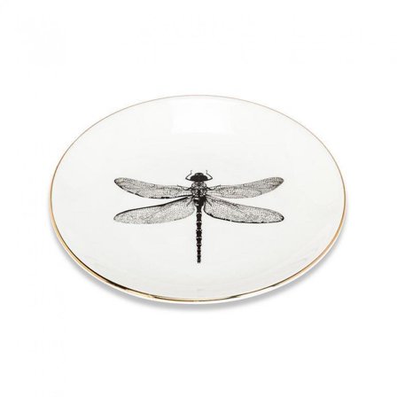 Dragonfly Dish With Gold Rim Dish