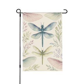 Dragonfly Drawing Seasonal Welcome Garden Flag for Spring Summer Yard and Porch Outdoor Decoration 12x18 in