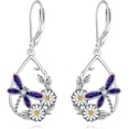 thumbnail image 1 of Dragonfly Drop Earrings for Women 925 Sterling Silver Daisy Leverback Earrings Dragonfly Jewelry Gift, 1 of 6