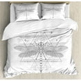 thumbnail image 1 of Dragonfly Duvet Cover Set, Contemporary Geometric Bohemian Inspired Insects Greyscale Art, Decorative 3 Piece Bedding Set with 2 Pillow Shams, King Size, Grey Dark Grey White, by Ambesonne, 1 of 3