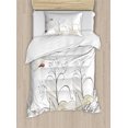 thumbnail image 1 of Dragonfly Duvet Cover Set, Curled Nature Branches Leaves Lake Coast Abstract Floral Shabby Form Pattern, Decorative 2 Piece Bedding Set with 1 Pillow Shams, Twin Size, Cream Pearl, by Ambesonne, 1 of 3