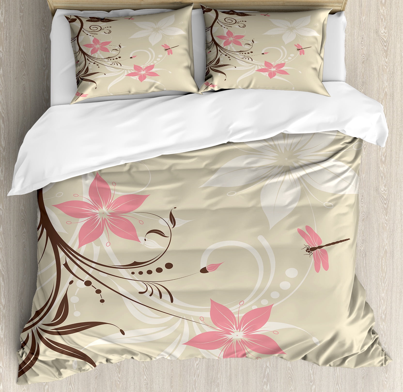 Rainbow Dragonfly Twin Bedding Set - Cute Hand-Drawn Heart Duvet Comforter & Pillowcase For Kids, Teens, Adults