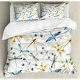 thumbnail image 1 of Dragonfly Duvet Cover Set King Size, Moth Butterfly Like Bugs in Watercolor Print Modern Minimalist Design Art Print, Decorative 3 Piece Bedding Set with 2 Pillow Shams, Multicolor, by Ambesonne, 1 of 3