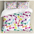 thumbnail image 1 of Dragonfly Duvet Cover Set, Playroom Birthday Bunch of Winged Animals Floral Pattern, Decorative 3 Piece Bedding Set with 2 Pillow Shams, Calking Size, Multicolor, by Ambesonne, 1 of 3