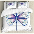 thumbnail image 1 of Dragonfly Duvet Cover Set, Single Dragonfly Featured in Soft Color Fast Long-Bodied Predatory Insect Theme, Decorative 3 Piece Bedding Set with 2 Pillow Shams, Queen Size, Violet Blue, by Ambesonne, 1 of 2