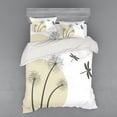 thumbnail image 1 of Dragonfly Duvet Cover Set, Spring Dandelions Botany Blossoming Petals Essence of Nature Growth Theme, Bedding Set with Shams and Fitted Sheet, 3 Sizes, by Ambesonne, 1 of 3