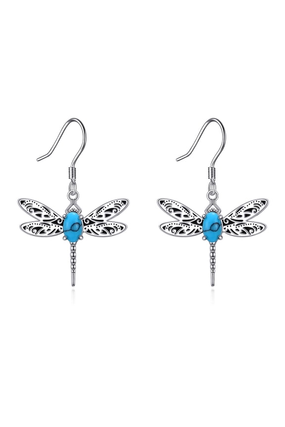 Dragonfly Earrings for Women Sterling Silver Turquoise Dragonfly Dangle Drop Earrings Insect Boho Jewelry Gifts for Women
