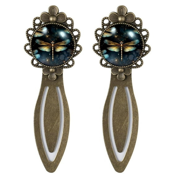 Dragonfly Elegant Vintage Copper-Colored Stainless Steel Bookmarks - Set of 2 - Ideal Gifts for Book Lovers