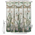 thumbnail image 1 of Dragonfly Fabric Shower Curtain Teal Leaves Floral Washable Shower Curtains for Bathroom, Waterproof Bath Curtain with Hooks Home Decor 72x72in, 1 of 8