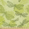 thumbnail image 1 of Dragonfly Fabric by the Yard, Sketchy Butterfly Like Bugs with Floral Ivy Print Wings Art, Decorative Upholstery Fabric for Sofas and Home Accents, 3 Yards, Pale Green Dark Green by Ambesonne, 1 of 4