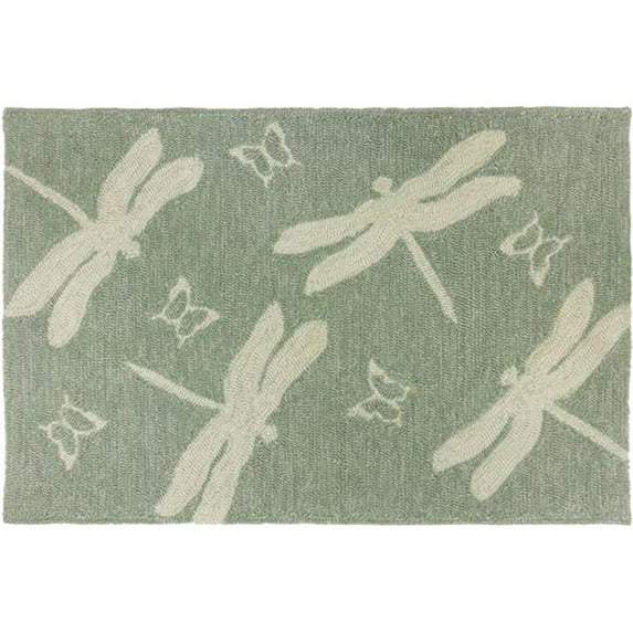 Dragonfly Field Rug in Cream and Sage Green (5 ft. L x 3 ft. W)