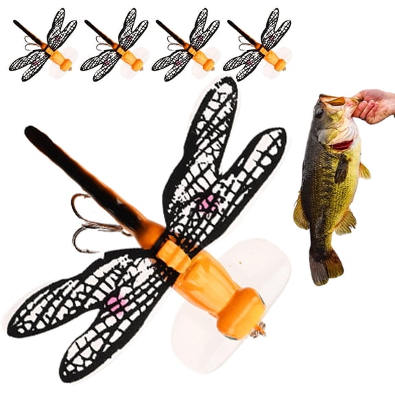 Dragonfly Fishing Lures for Bass Trout, Floating Topwater Insect Bait, 5 Pcs Color Options