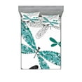 thumbnail image 1 of Dragonfly Fitted Sheet & Pillow Sham Set, Ornamental Winged Bug Lace and Damask Effects Image, Decorative Printed 6 Piece Bedding Decor Set, Queen, Teal Turquoise Black, by Ambesonne, 1 of 3