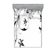 thumbnail image 1 of Dragonfly Fitted Sheet & Pillow Sham Set, Swirled Floral Background Damask Curl Branches and Leaves Print, Decorative Printed 6 Piece Bedding Decor Set, Calking, Pale Grey Black White, by Ambesonne, 1 of 3