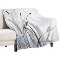 Dragonfly,Fleece Throw Blanket Ultra Soft Cozy Decorative, Dragonflies on Flowers Spring Time