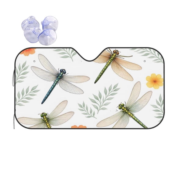 Dragonfly Floral Car Windshield Sun Shade Universal Fit Auto Sun Visor Protector