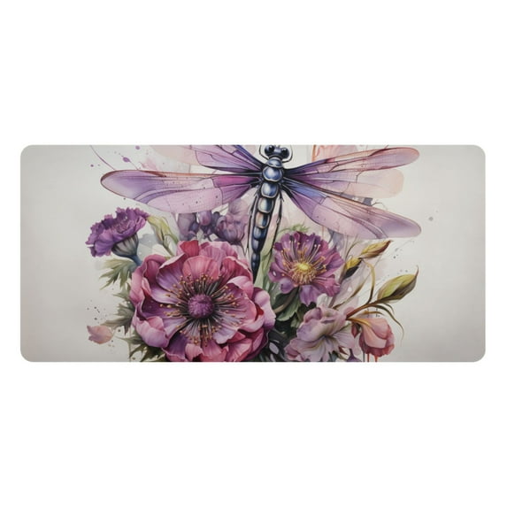 Dragonfly Flower Desk Mats Large Mouse Pad Long Keyboard Computer Rubber Base Non-Slip Mats Accessories Decor for Office Home 23.6"x47.2"