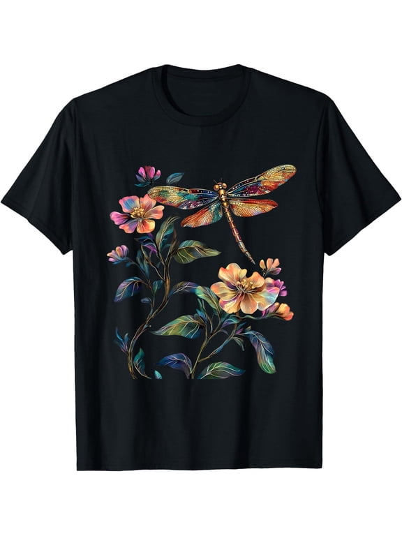 Dragonfly Flower Insect Lover T-Shirt