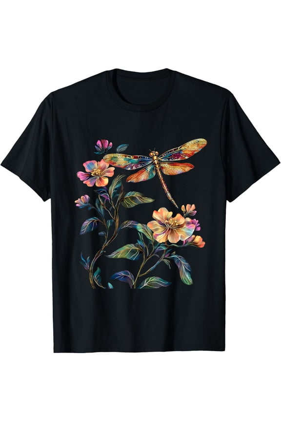 Dragonfly Flower Insect Lover T-Shirt