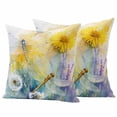 thumbnail image 1 of Dragonfly Flower Pillow Covers 2 Pack Spring Watercolor Yellow Floral Plant Farmhouse Pillowcase Waterproof Outdoor Throw Pillow Cover for Patio Garden Square Cushion 26”x26”, 1 of 9