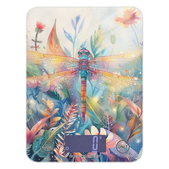 Dragonfly Flowers Plants Food Scale Digital Kitchen Scale Waterproof Grams Ounces lbs for Weight Loss