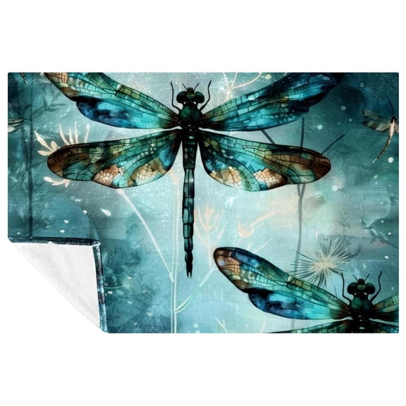 Dragonfly Fluffy and Warm: Microfiber Throw Blanket - Soft, Lightweight, and Printed - Ideal for Sofa, Bed, Couch, Office, and Camping
