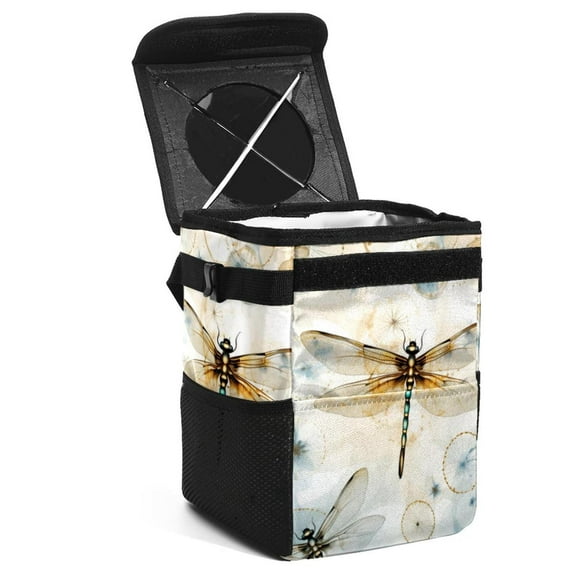 Dragonfly Foldable Car Garbage Can with Lid and Leak-Proof, Hanging Storage Bag - Trash Can for Car, Car Trash Can, Mini Trash Can