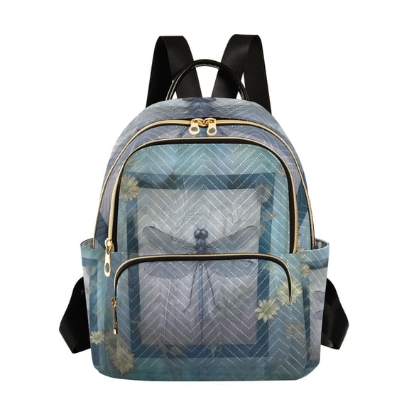 Dragonfly Frame Flowers Travel Laptop Backpack Casual Daypack Lightweight Bookbag Compartment for Business