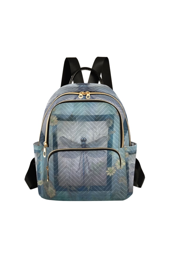 Dragonfly Frame Flowers Travel Laptop Backpack Casual Daypack Lightweight Bookbag Compartment for Business