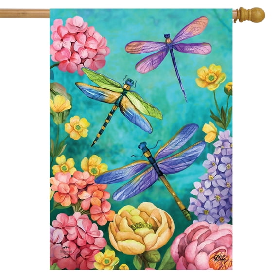 Dragonfly Garden Spring House Flag