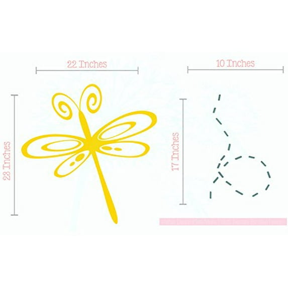 Dragonfly Girls Room Décor Vinyl Decals Wall Shape Stickers Wall Art 2-color Yellow-Storm Gray