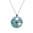 thumbnail image 1 of Dragonfly Glass Circular Pendant Women's Necklace, 1 of 5