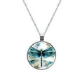 thumbnail image 1 of Dragonfly Glass Design Circular Pendant Necklace - Elegant Jewelry Piece, 1 of 5