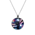 thumbnail image 1 of Dragonfly Glass Design Circular Pendant Women's Necklace, 1 of 5