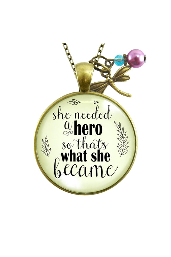 Dragonfly Gutsy Goodness Bronze Metal Necklace She Needed a Hero Everyday Adult Female Jewelry