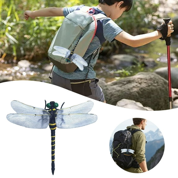 Dragonfly Hat Clip, Artificial Realistic Fake Dragonflies Fly Repelling Supplies, Attach To Backpack Hat for Indoor Outdoor Decor Craft Yard Garden Decor 6/5/4/3/2/1PCS