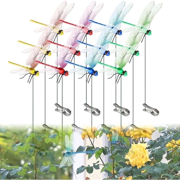 Dragonfly Hat Clip,Happon 12 Pack Dragonfly Garden Stakes Decor, Dragonfly Clip Bug Repellents, Dragonfly Garden Decor, Dragonfly Garden Ornaments for Outdoors Patio Lawn Yard Decorations