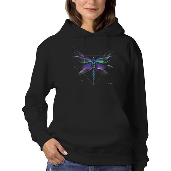 Dragonfly In Abstract Art Hoodie Women -Image by Shutterstock, Female Small