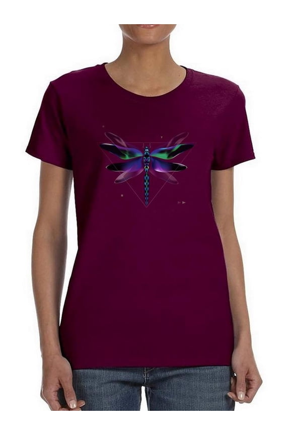 Dragonfly In Abstract Art T-Shirt Women -Image by Shutterstock, Female 5X-Large