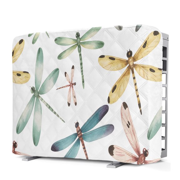 Dragonfly Indoor Window Air Conditioner Cover Watercolor Colorful Wings Flying Double Insulation AC Covers for Inside Window Unit Waterproof AC Unit Covers for Winter 17"Lx13"Hx3.5"D